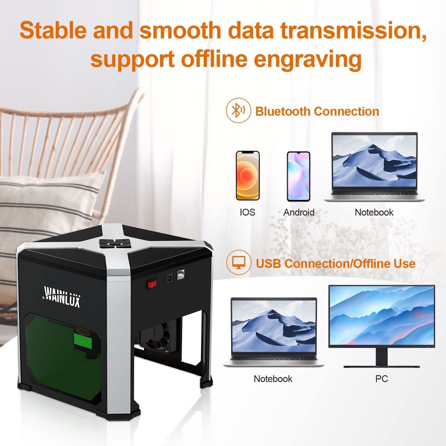Wainlux k6 Bluetooth Laser gra vierer Drucker tragbare Mini-Laser gravur Schneiden 80*80mm CNC-Maschine Unterstützung Holz Kunststoff
