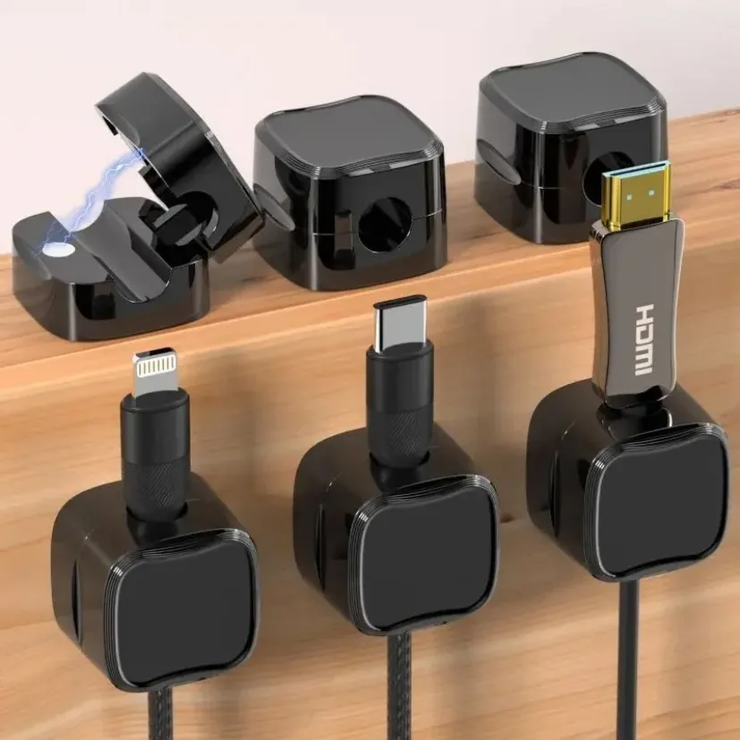 5/10 pezzi clip per cavi magnetici supporto per cavi liscio e regolabile sotto la scrivania gestione dei cavi supporto per organizer per cavi