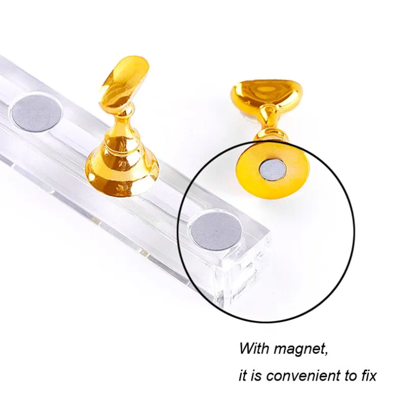 5pcs/Pack Chess Magnetic Nail Holder Practice Display Stand Gold Silver Rose-Golden Showing Shelf Gel Polish Display Stand Tools