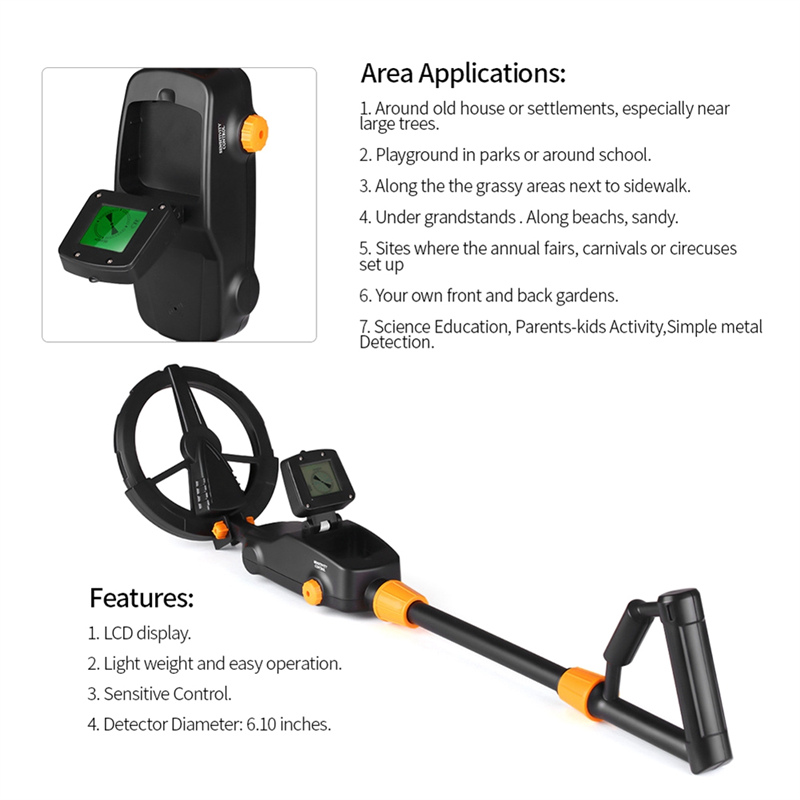 1 conjunto detector de metais subterrâneo detector de ouro caçador de tesouros detectando pinpointer com bobina de busca à prova dwaterproof água MD1008A-A31R