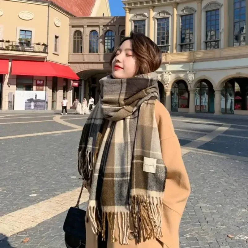 Sjaal Vrouwen Luxe Plaid Warme Reizen Sjaal Kasjmier Winter Pashmina met Kwastje Sjaal Wraps Bufanda Lange Casual Nieuwe
