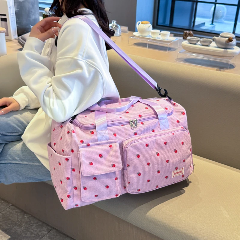 Cord-Reise-Einkaufstasche, großes Fassungsvermögen, Handgepäck-Reisetasche mit Schuhfach, Sport- und Fitnesstaschen für Damen, Seesäcke