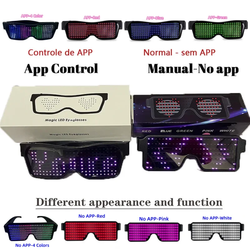 USB-Ladung mehrsprachige LED leuchtende Party Brille blinkt kunden spezifische Sprachen Brillen Weihnachts ferien Konzert Sonnenbrille