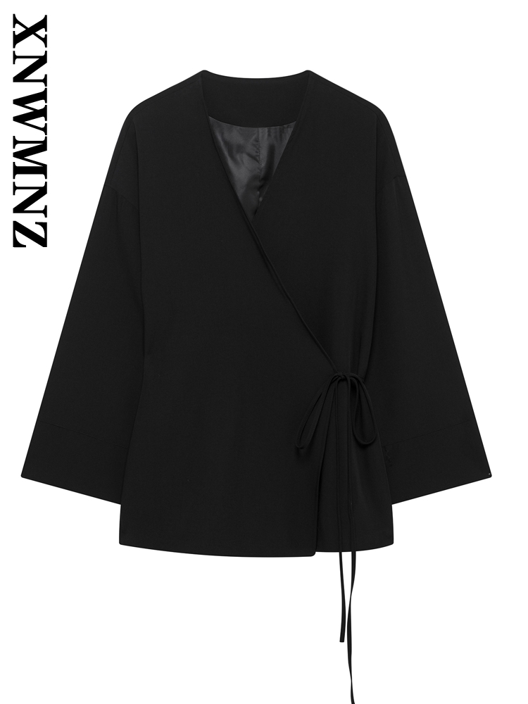 XNWMNZ 2025 весенняя новая женская модная верхняя одежда, японская женская куртка с длинным рукавом и v-образным воротником, свободный крой, кружевной пиджак, костюм, пальто