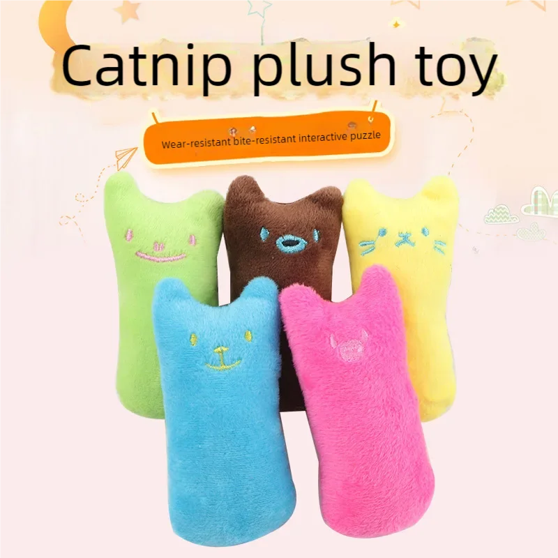 Zähneknirschen Katzenminze Spielzeug Lustiges interaktives Plüsch-Katzenspielzeug Haustier Kätzchen Kauen Stimmspielzeug Krallen Daumenbiss Katze Minze für Katzen
