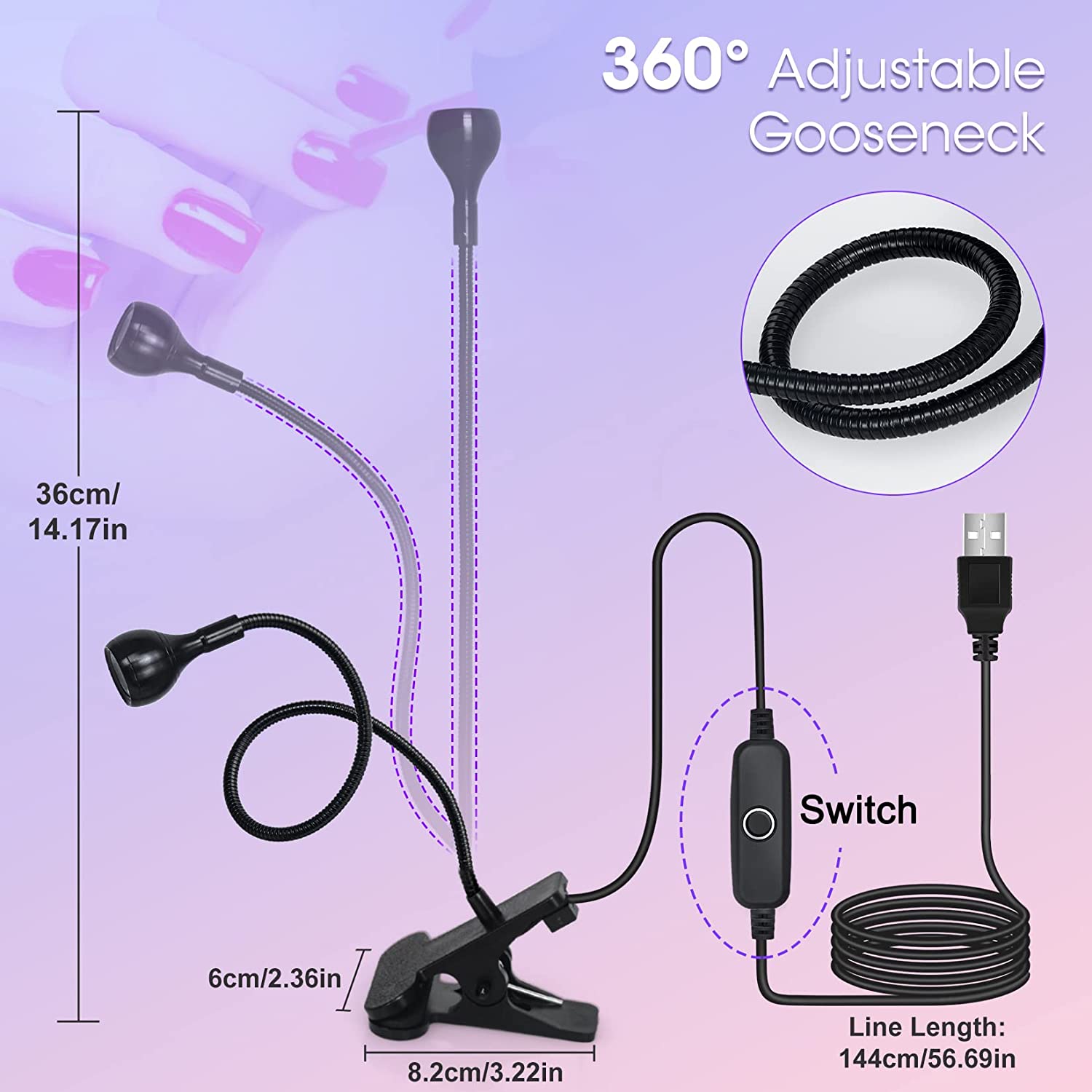 LED紫外線ライトUVネイルランプ395nm UV LedデスクランプブラックライトマニキュアドライヤーUV硬化ライト樹脂硬化ネイルアート用