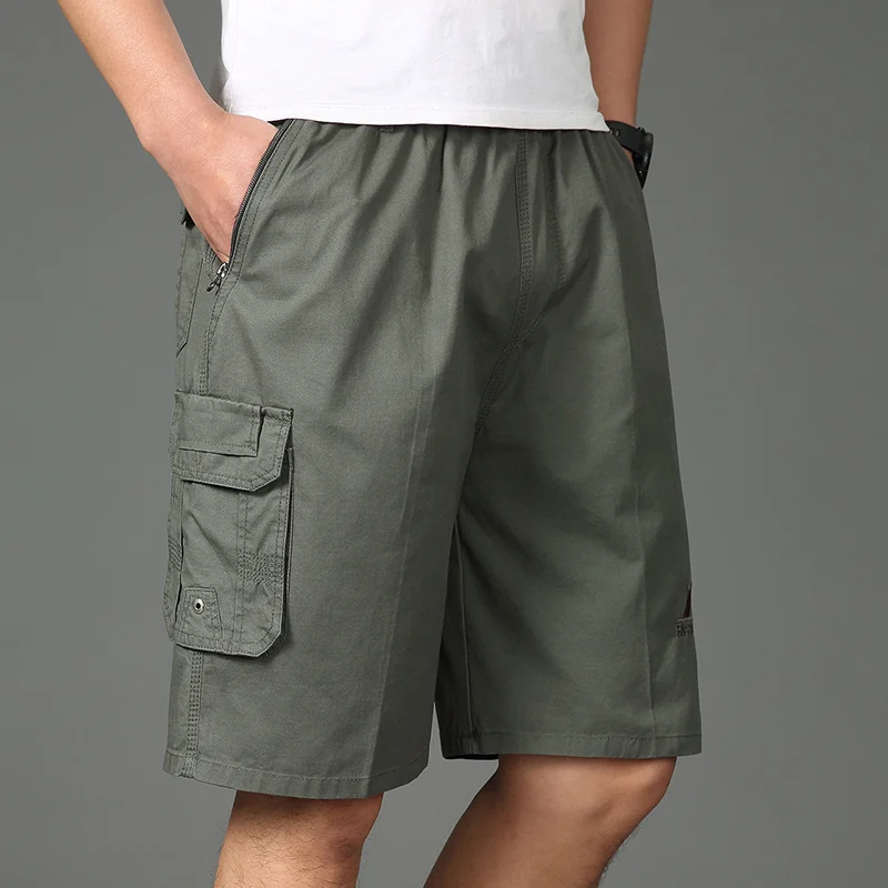 2024 Shorts Männer Bermuda Baumwolle Tasche Zip Cargo-Shorts Mode Stil Elastische Armee Männlich Sommer Casual Knielangen Vintage Gelb