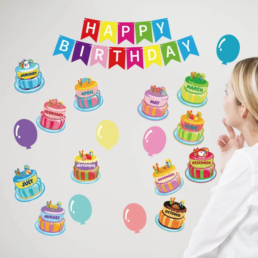 ชุดกระดานข่าวสุขสันต์วันเกิด31ชิ้นสำหรับห้องเรียนกระดานข่าวปฏิทินการตกแต่งห้องเรียน