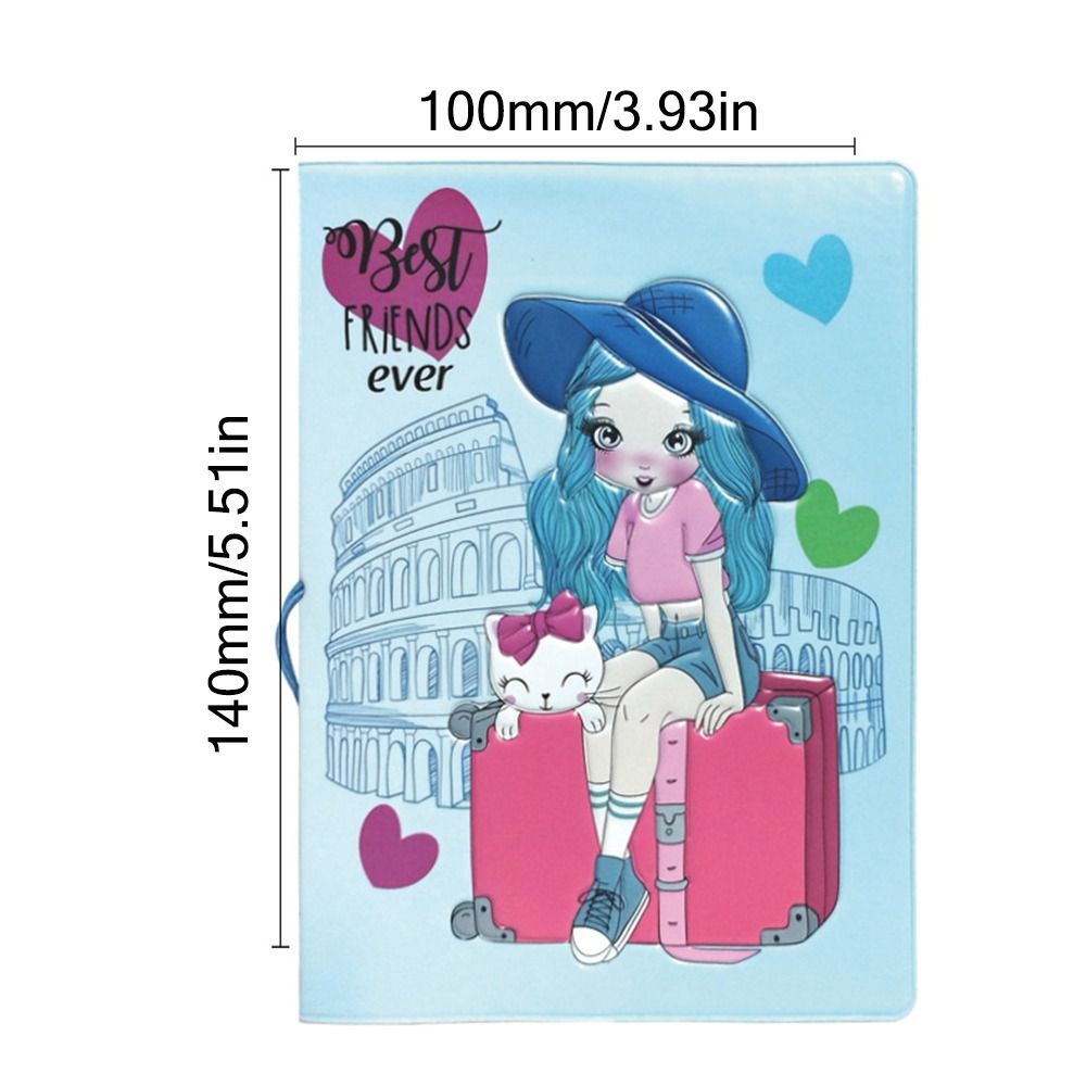Funda protectora para pasaporte de chica de dibujos animados, protector multifunción con certificado de viaje mundial de PU, bolsa para paquete de tarjetas, Unisex