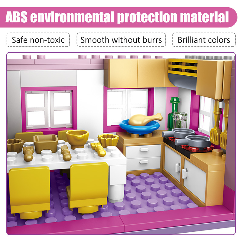 Zkzc เมือง1เมือง1018ชิ้นเปลี่ยน3ฤดูร้อนบ้านวิลล่าสองชั้นบล็อกตัวต่อเพื่อนๆหุ่นดอกไม้สวนอิฐของเล่นเด็กผู้หญิง