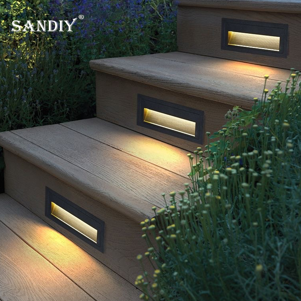 SANDIY Waterproof Led Stair&Step Light Outdoor Wall Sconce Lamp Big Embedded Nightlight 12v 220v for House Yard Balcony Terrace
