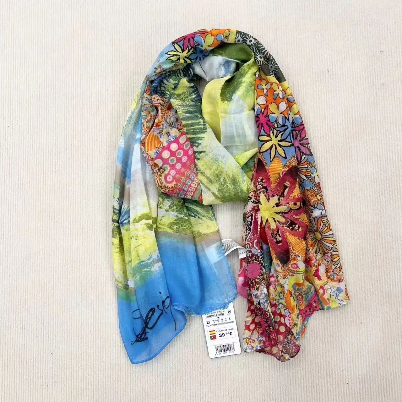 Lenço estampado para mulher, xale de praia, single original, moda espanhola, estilo designer, comércio exterior, novo