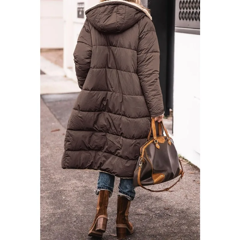 Parkas de lana de invierno para mujer, ropa de algodón con capucha de Color sólido, Parkas, prendas de vestir, chaquetas cárdigan de doble cara de manga larga