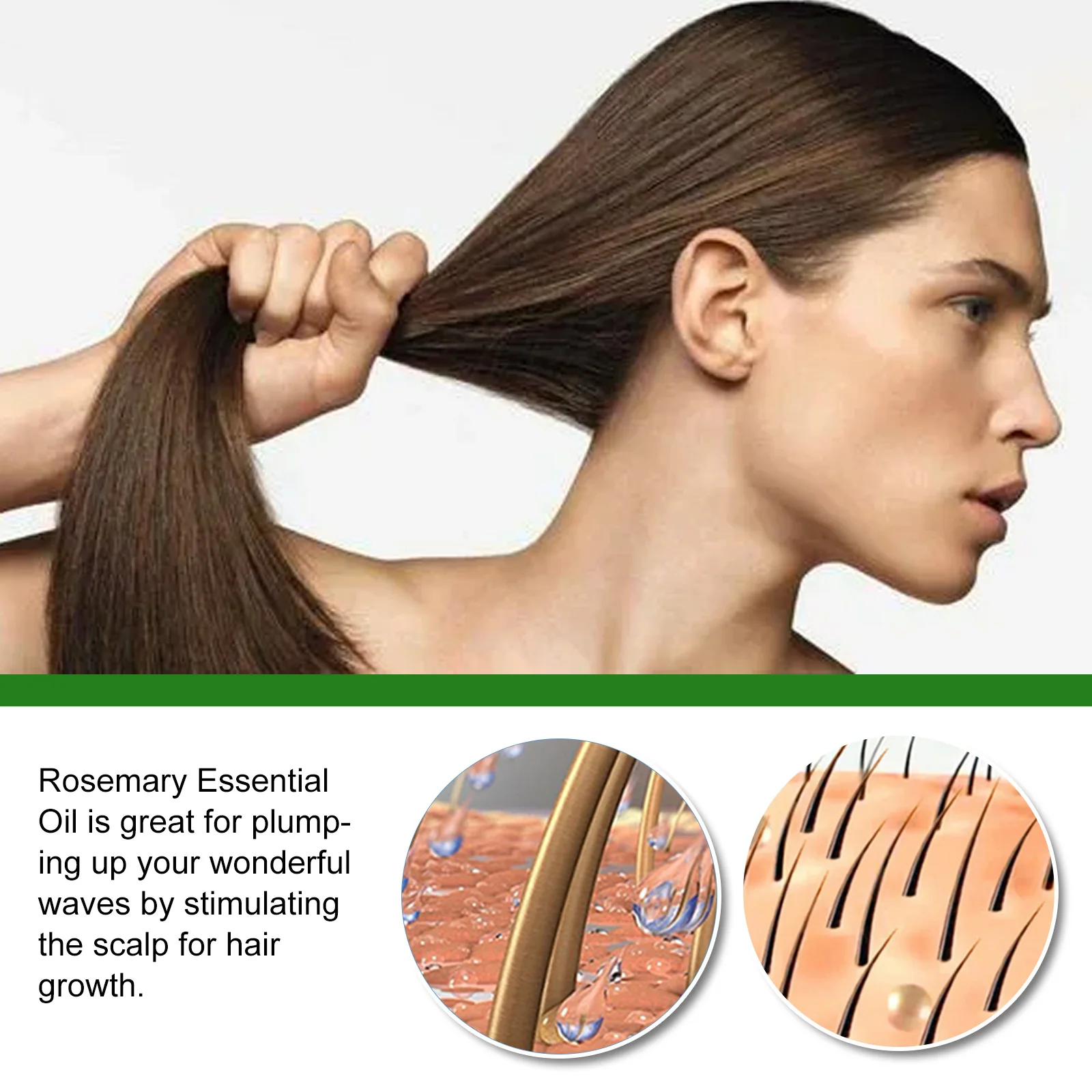Óleo essencial de alecrim para cuidados com os cabelos, nutre o couro cabeludo, evita a perda de cabelo, fortalece as raízes do cabelo, produto orgânico natural para cuidados com os cabelos