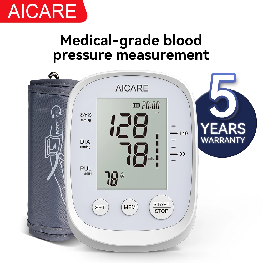 AICARE Áp Cánh Tay Trên Tự Động Tonometer Kỹ Thuật Số Đo Huyết Áp Đồng Hồ BP Y Tế Máy Đo Huyết Áp Xung