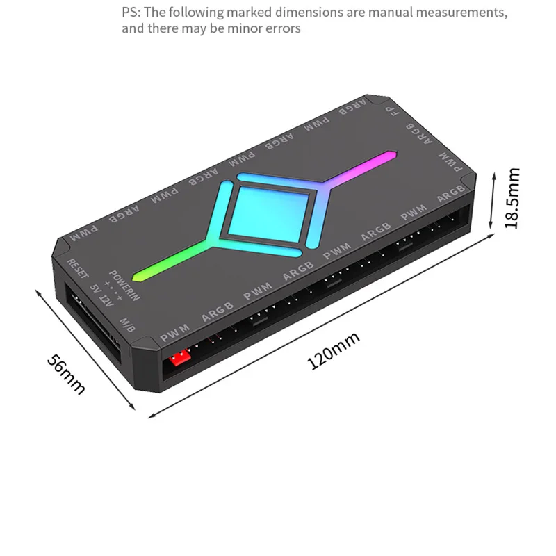 TEUCER 5V 3pin Fan Hub ARGB PWM 4pin 1 To 9 Ports Splitter SATA Power Magnetic Suction ARGB Fan Controller for PC Case Fan