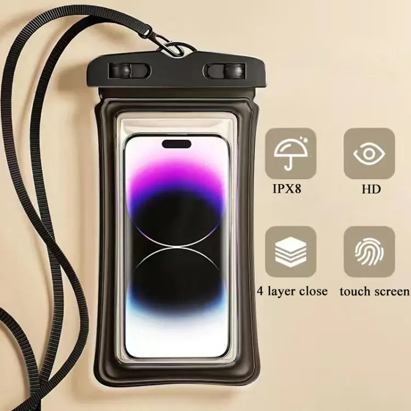 กรณีโทรศัพท์กันน้ําว่ายน้ํากระเป๋ากันน้ํา Universal ใต้น้ํา Protector กระเป๋าสําหรับ iPhone Samsung ด้านล่าง 6.7 "โทรศัพท์
