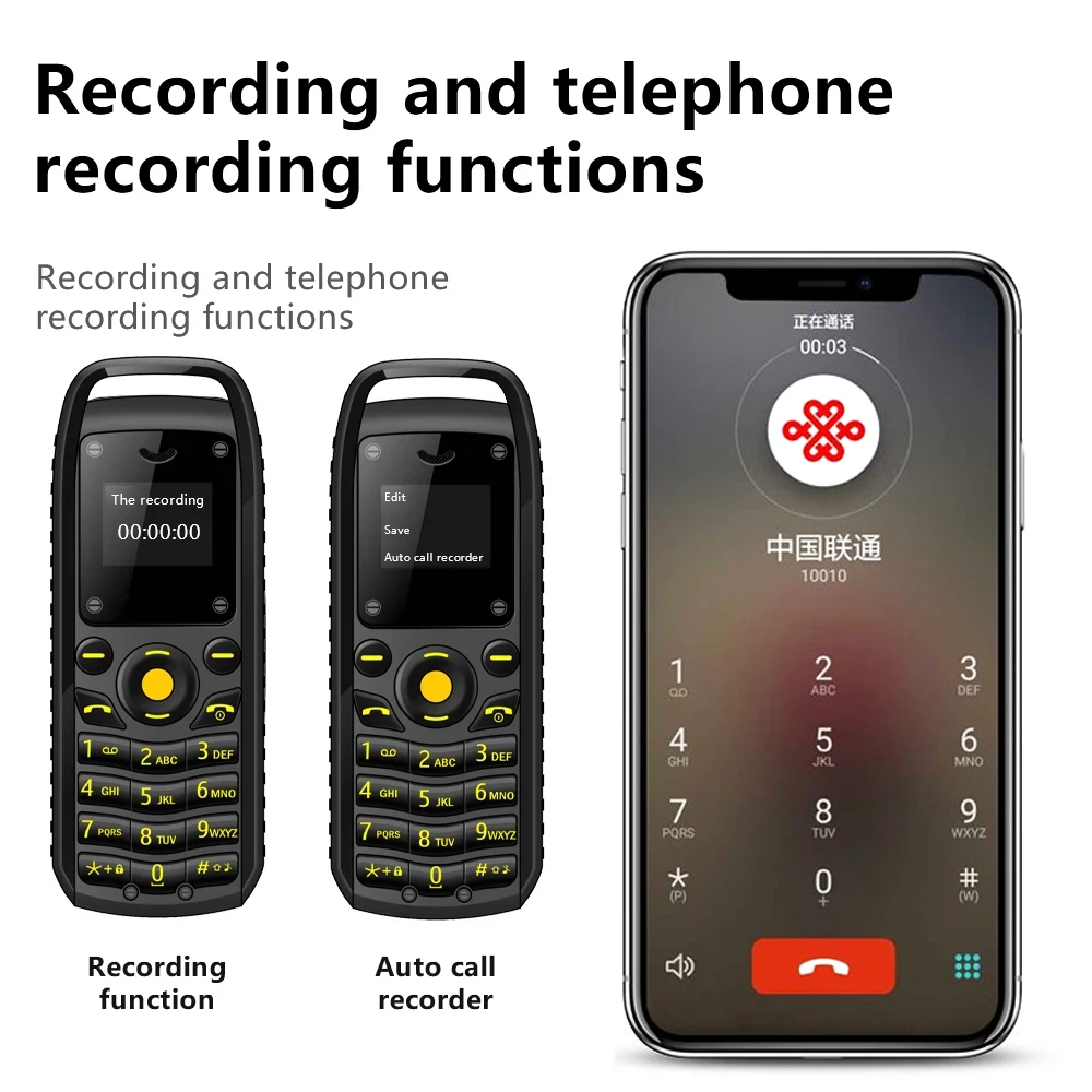 UNIWA Siêu Mini 0.66 Inch 2G Di Động B25 Không Dây Bluetooth Cầm Tay Giá Rẻ Tai Nghe Mở Khóa ĐTDĐ Dual SIM thẻ
