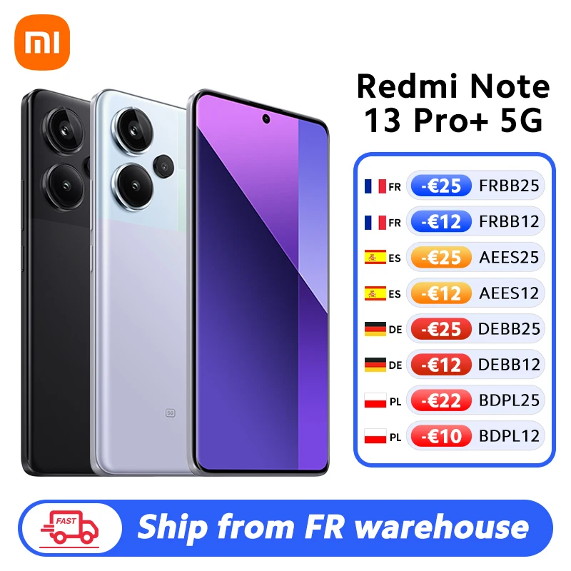 Xiaomi Redmi Note 13 Pro Plus 5G Versione Globale 256GB/512GB MediaTek Dimensity 7200-Ultra 6.67'' Display 3D Curvo 1.5K 120Hz,  HyperCharge da 120W Fotocamera  200MP con OIS NFC