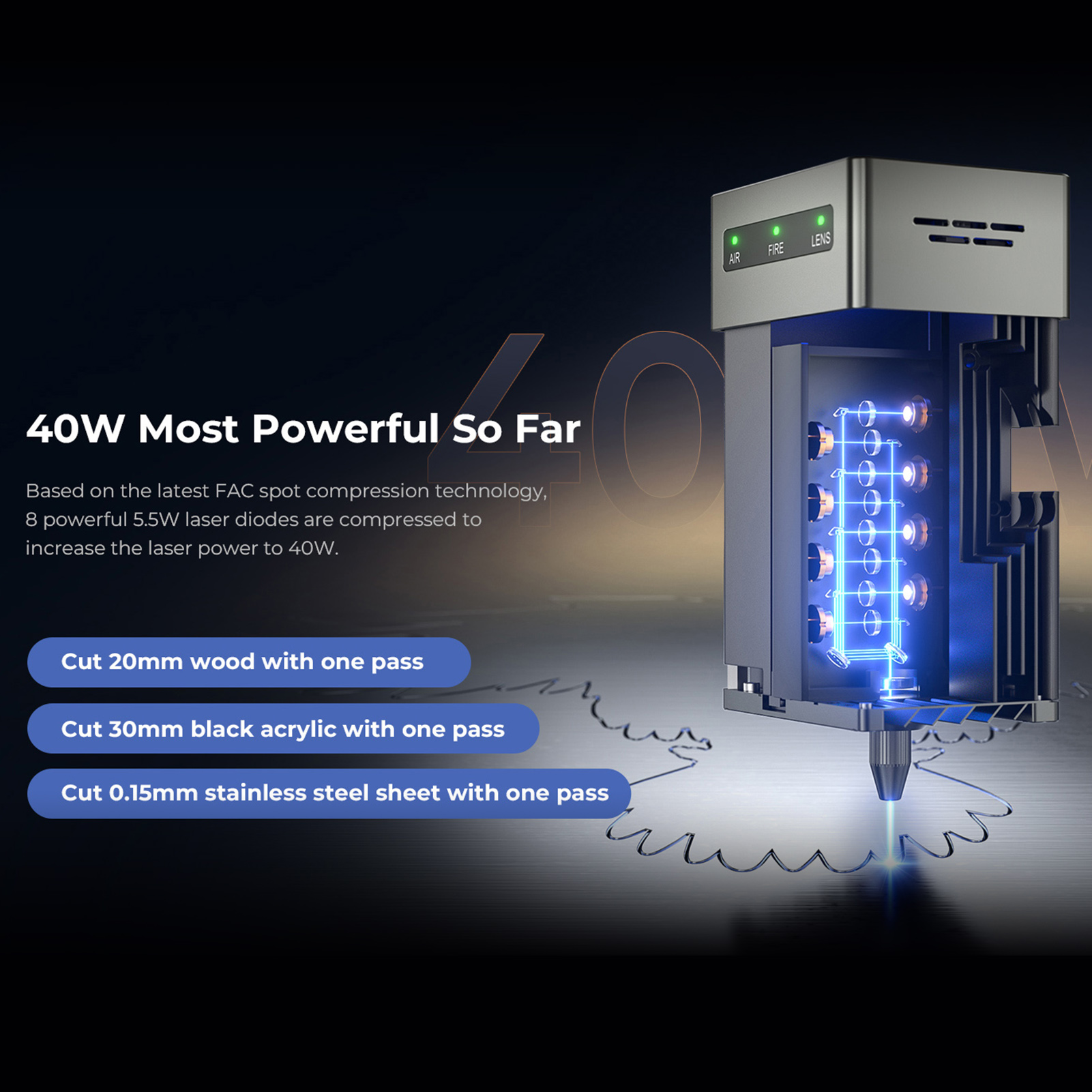 Creality Falcon2 Gravador a laser 40W Cabeça de laser com sistema de assistência de ar integrado Máquina de gravação e corte em cores offline