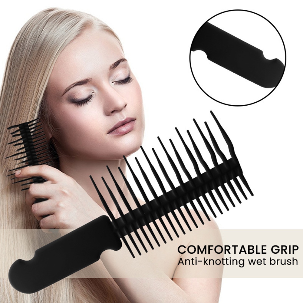 A71p ferramenta de estilo de cabelo dente largo anti-annotamento escova molhada preto grande escova de cabelo não-maciando desembaraçar pente de cabelo salão de beleza