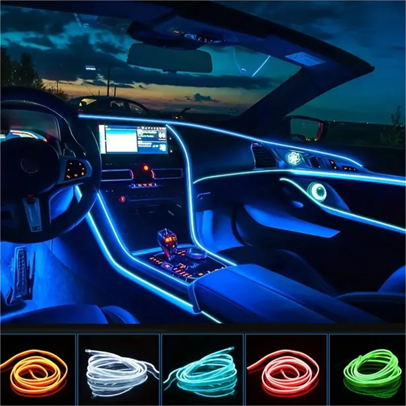 3M-5M Lampada d'atmosfera EL Linea di luce fredda con cruscotto decorativo fai-da-te Console Auto LED Luce ambientale Accessorio per interni auto