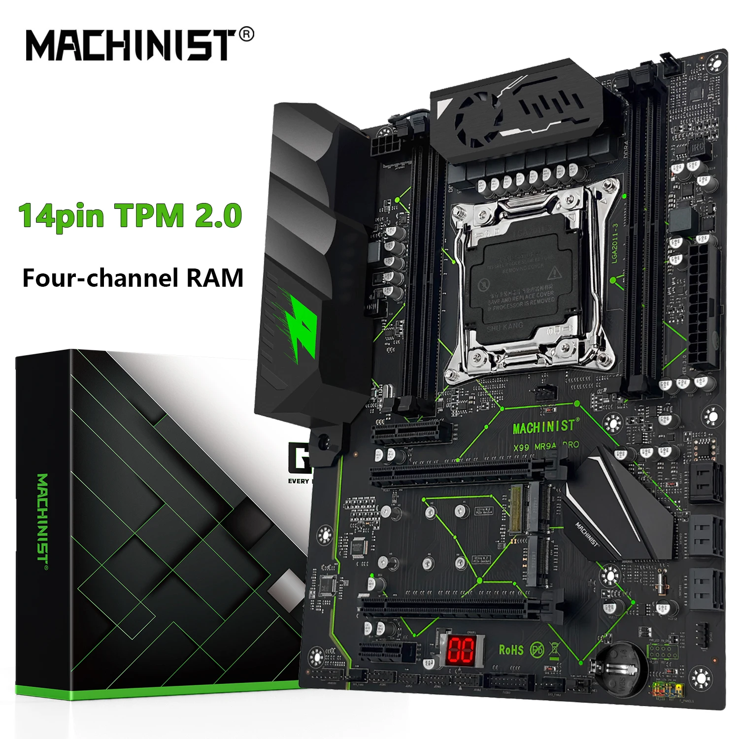 MACHINIST X99 MR9A PRO Placa-mãe com suporte para interface TPM2.0 LGA 2011-3 Xeon E5 V3 V4 CPU DDR4 RAM de quatro canais NVME M.2 * 2 ATX