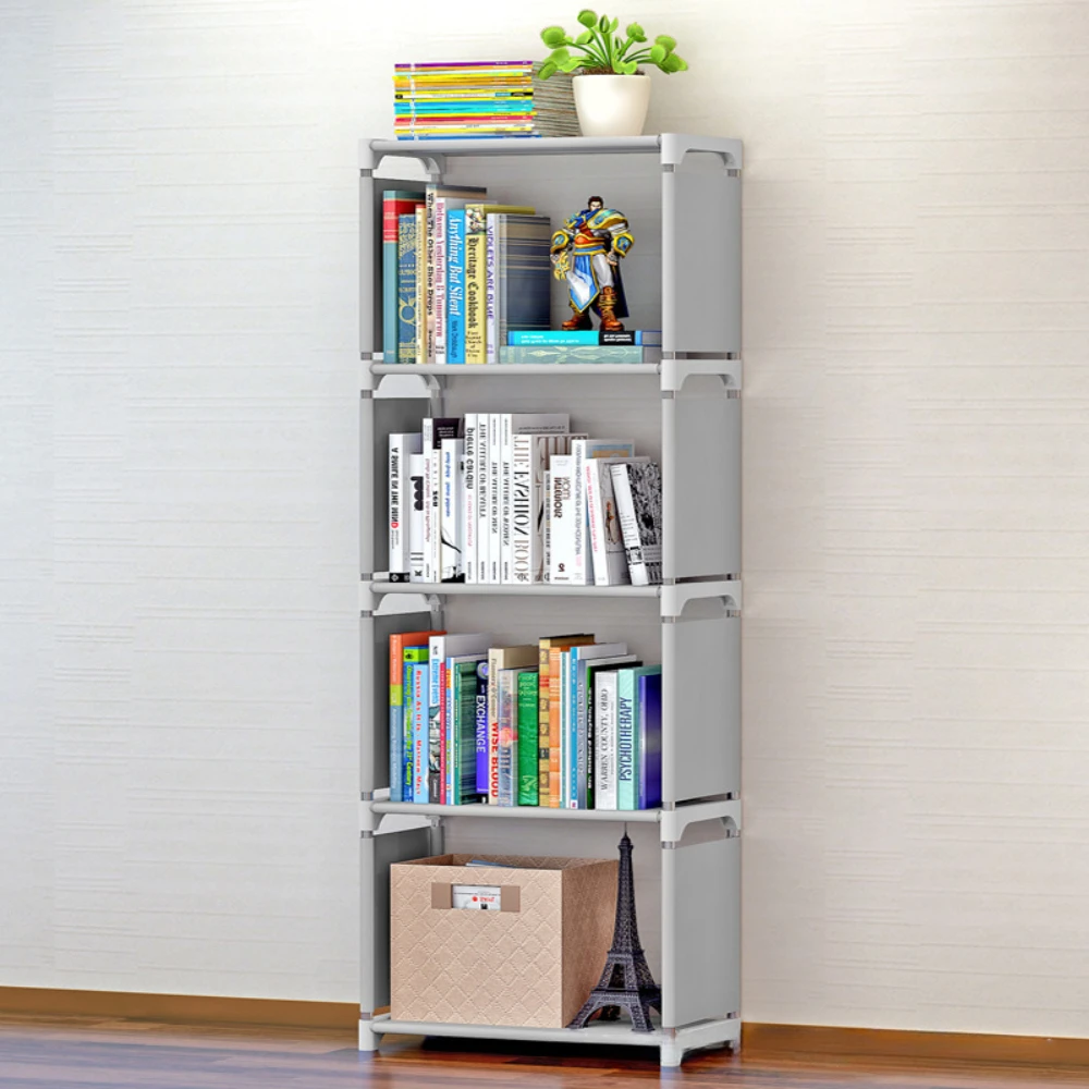 ชั้นวางหนังสือชั้นเก็บ Simple ชั้นวางหนังสือเศษซากชั้นวาง Multi-Layer Book Closet Organizer ห้องนอน Easy ASSEMBLY ตู้หนังสือ