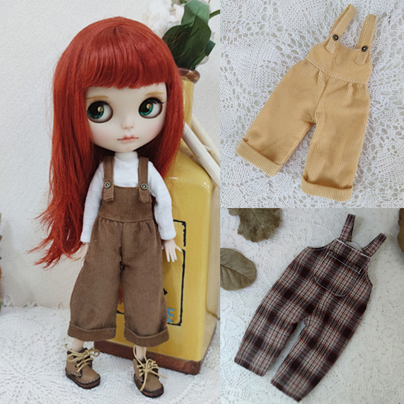 Casual Blyth Puppe Kleidung Strampler Plaid Hosen Langarm Top Anzug Puppe Hosen für Ymy Licca Azones Ob24 Ob27 Puppe Zubehör