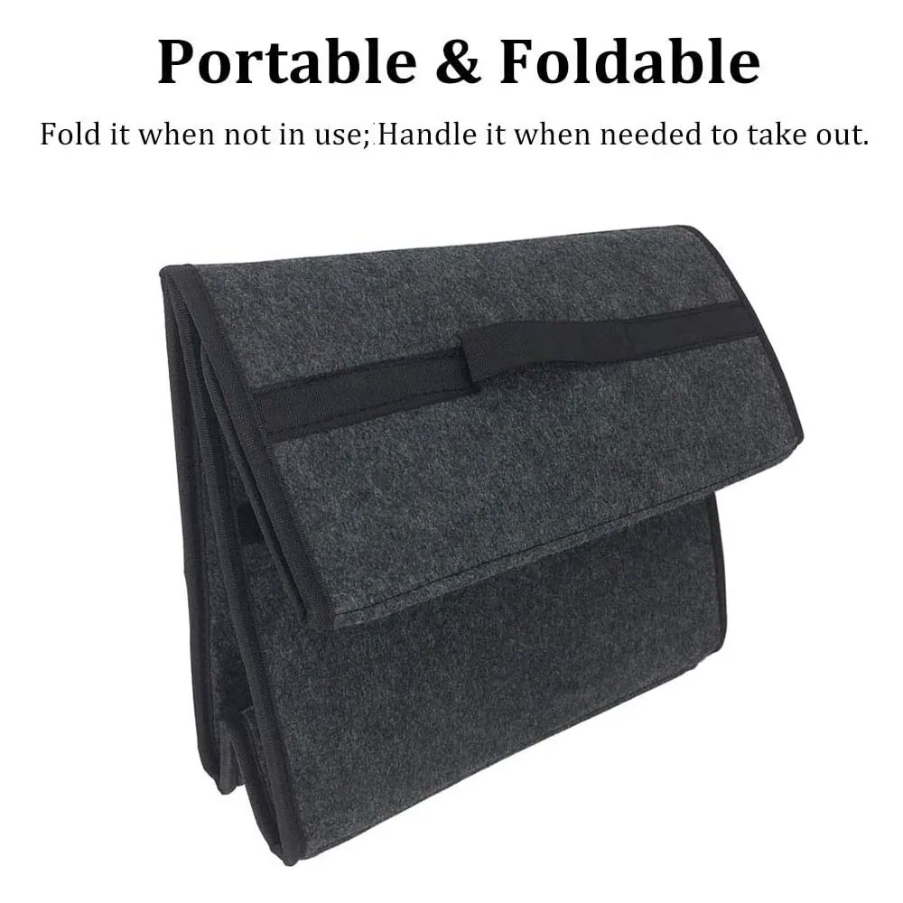 CAER Car Organizer Bag Car Trunk Organizer Car Seat Organizer Woolen Felt Stowing Tidying Large Container Waterproof Storage Bag