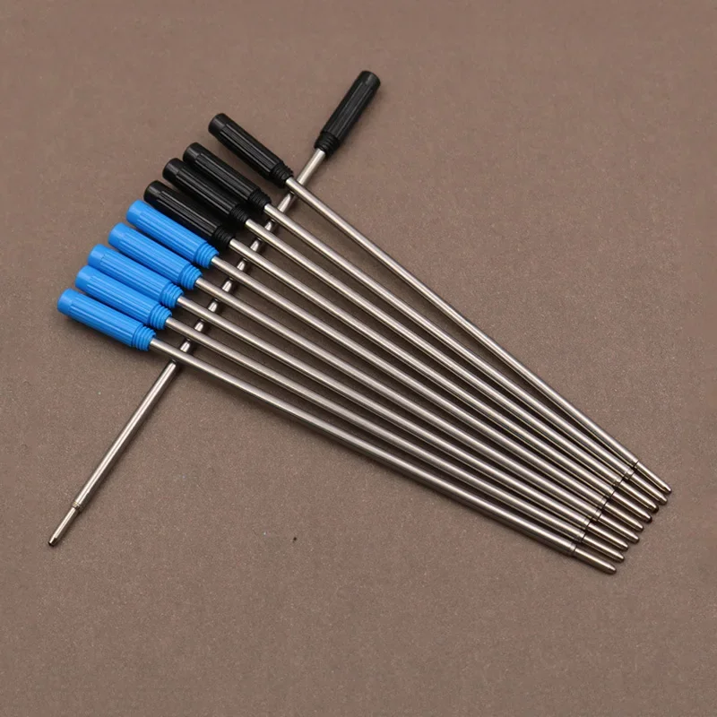 10 cái/lốc Xoay Bút Kim Loại Chịu Nhiệt Đặc Biệt Bút Bi Đổ Lại Cần Hộp Mực Core Mực Nạp Tiền Đen Mực Xanh 11.6cm