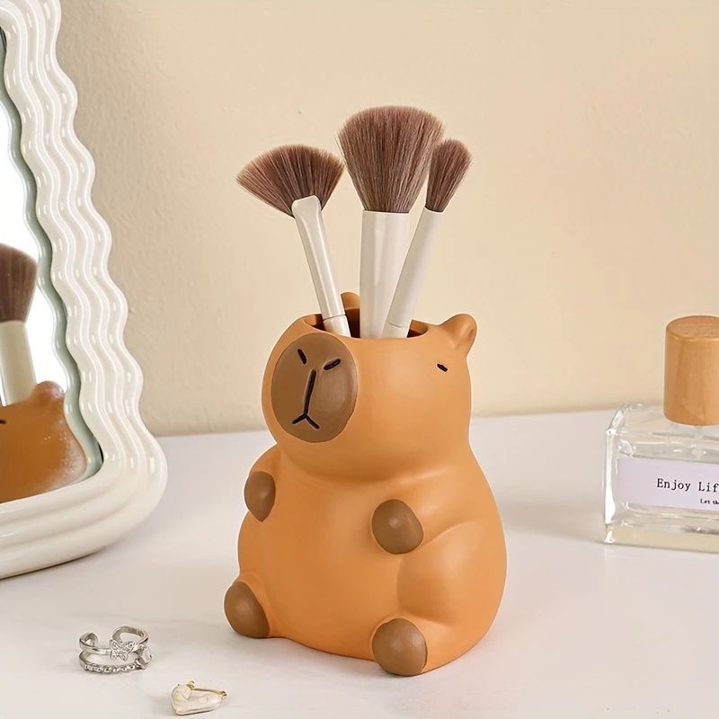 Cute Capybara Pen Holder Makeup Brush Organizer Perfect for Office Desk Decor and Creative Storage Solution Pen Holder for Des