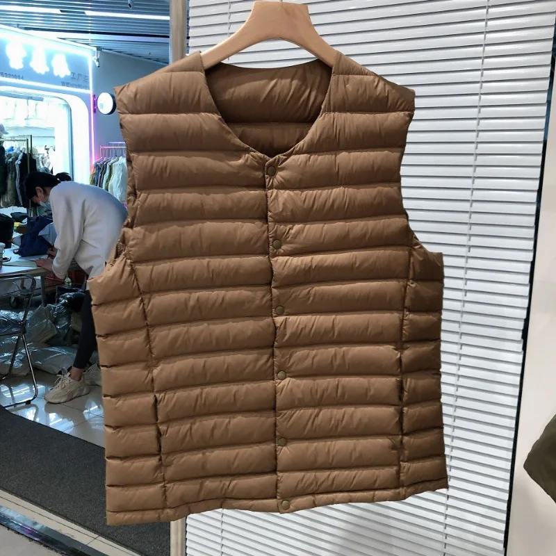 90% weiße Enten Daunen Herren futter ärmellose Jacken neue Herbst Winter leichte packbare O-Ausschnitt variable V-Ausschnitt Herren mantel