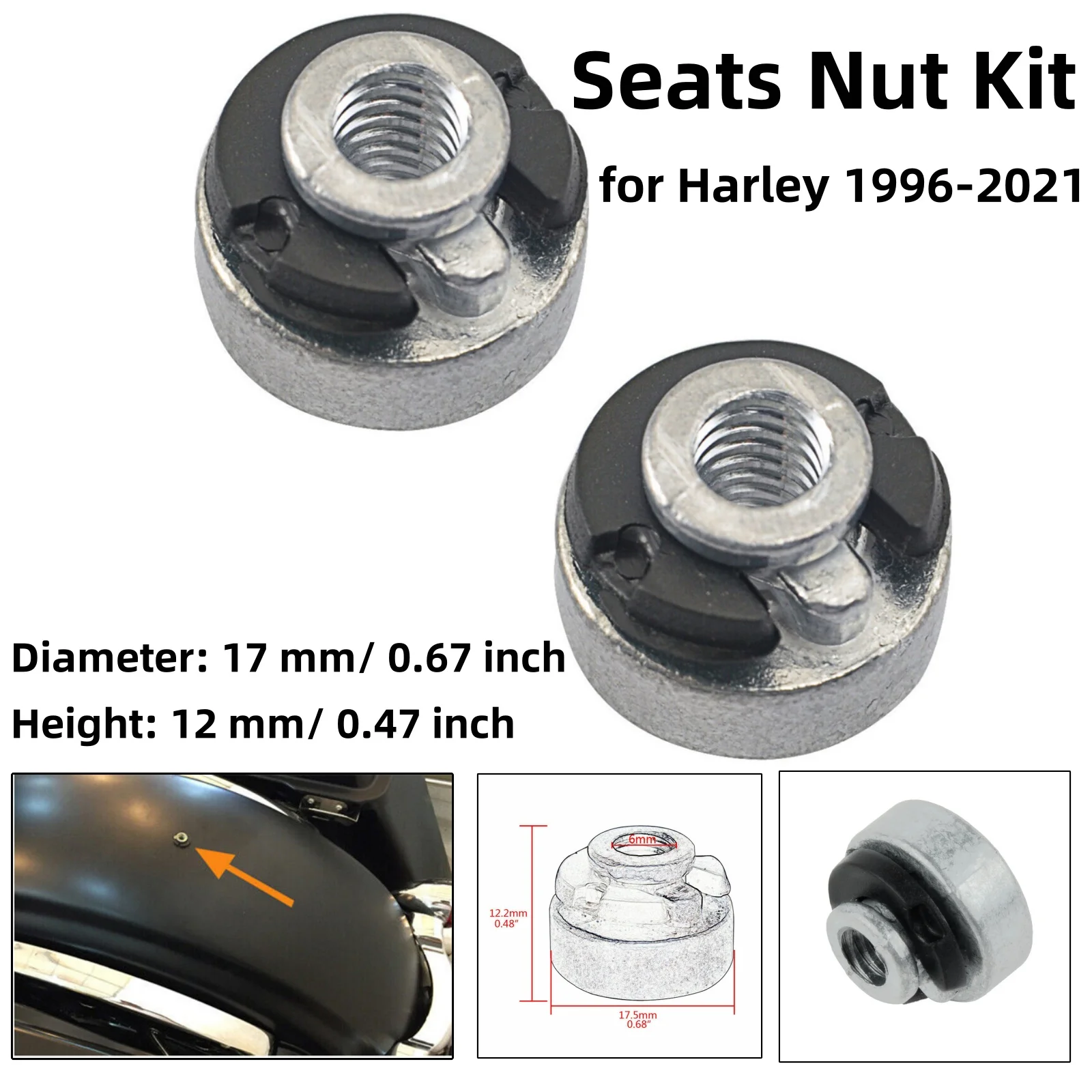 2/1 Uds M6 guardabarros trasero asiento perno tornillo tuerca Kit montaje tuerca perno liberación rápida para Harley Sportster Street Bob 1996-2017