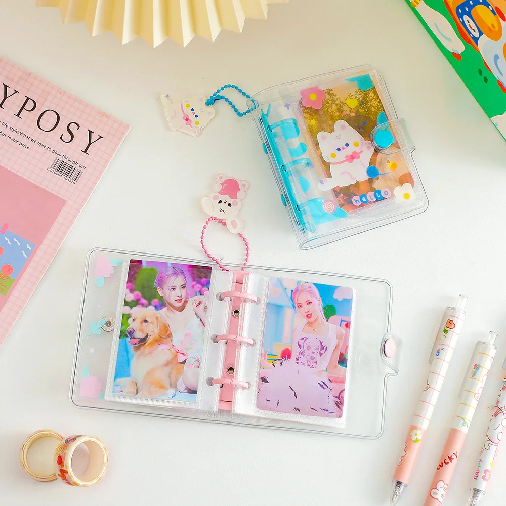 イン学生フォトカードホルダー 3 インチ漫画かわいい透明アルバムガール PVC 写真バインダー DIY アイドル小さなカードコレクションブック