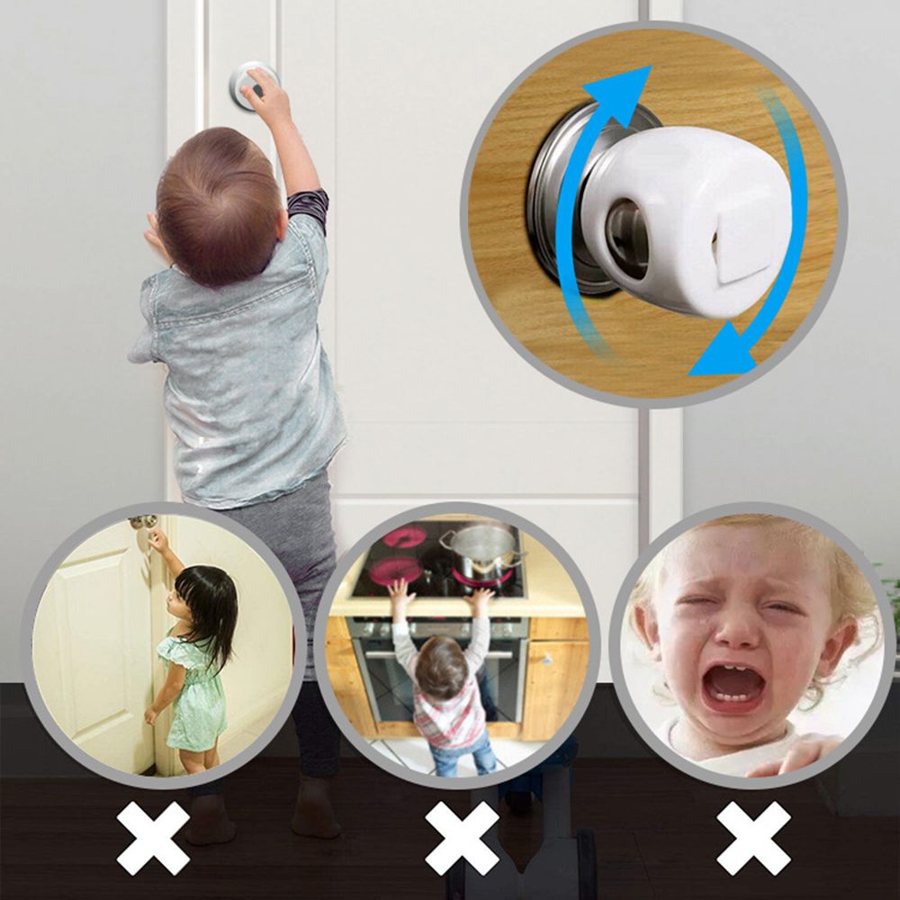 4ชิ้น/ถุงการดูแลป้องกันความปลอดภัยป้องกันเด็กทารกลูกบอลรูปร่างมือจับลูกบิดประตูปลอกฝาครอบความปลอดภัยอุปกรณ์เสริมในบ้าน