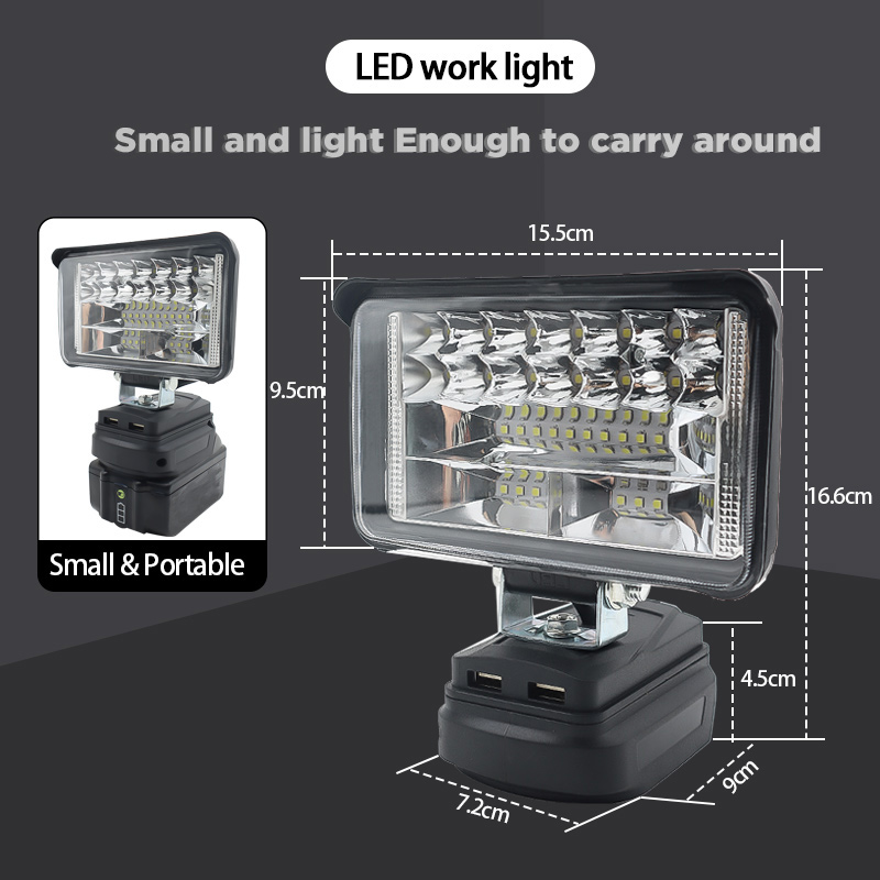 4Inch Car LED Work Light Flashlight Torch Spotlight USB Power Bank For Makita 18V Li-ion Battery BL1830 BL1815 Lamp Hand Lantern
