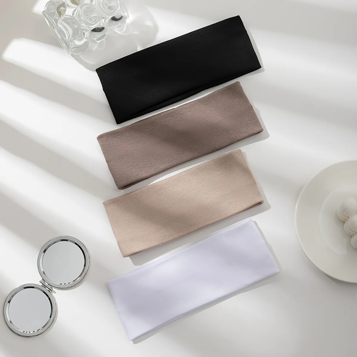 4 pçs simples moda feminina cor sólida elástico hairbands bonito lavagem rosto maquiagem faixa de cabelo vintage esportes correndo yoga headbands