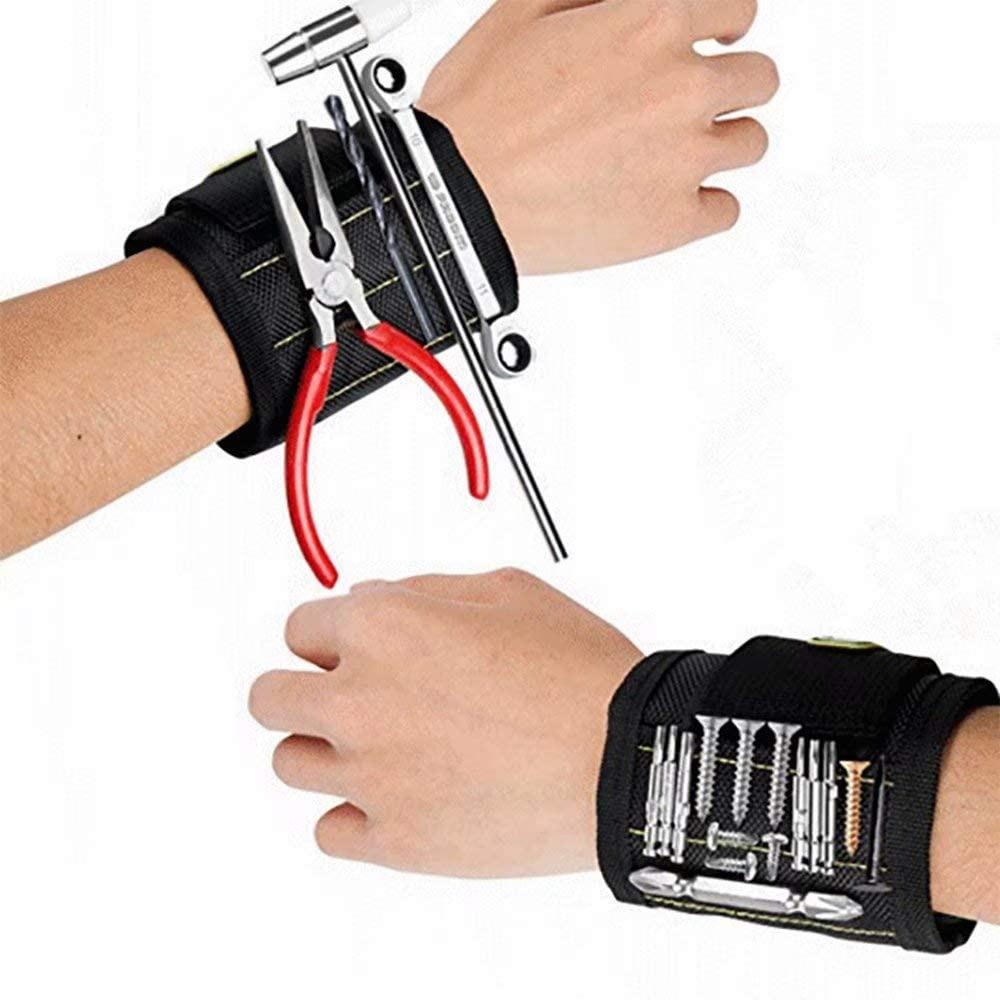 Banda de soporte de muñeca magnética con imanes fuertes para sujetar tornillos, pulsera de uñas, soporte para cinturón, portabrocas, bolsa de herramientas magnética deportiva