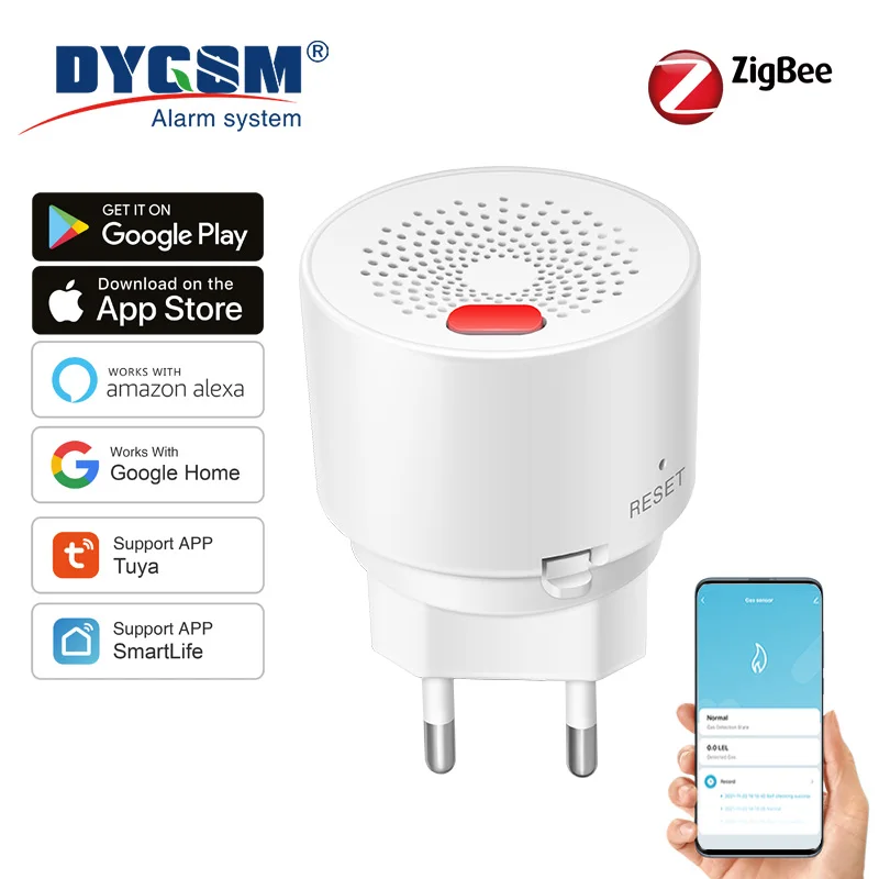 Inteligentne monitorowanie gazu, wykrywanie w czasie rzeczywistym, ochrona domu, detektor gazu Tuya Zigbee, kompatybilny z Alexa i Google Home.