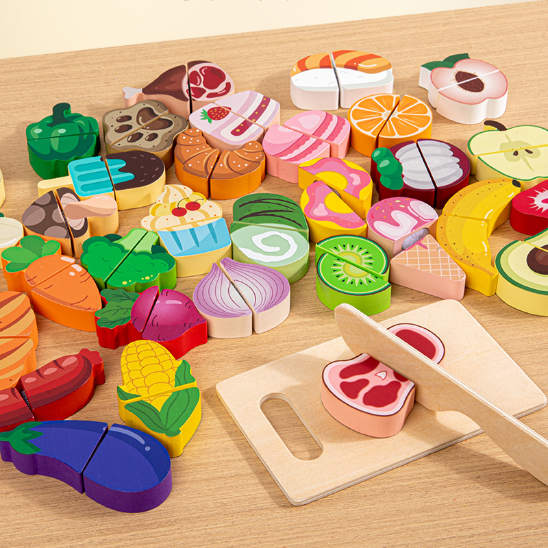 Wooden Kitchen Pretend Toy Simulation Cutting Fruit Food Game Velcro Play Kitchen Accessories Montessori Educational Toy For Kid