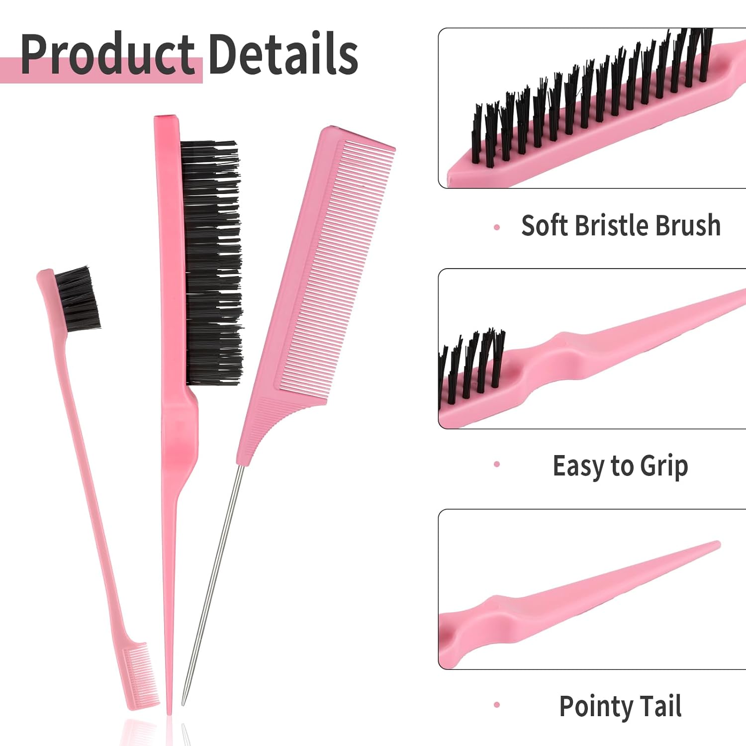 4 Piece Hair Brush Sets Pointed Tail Comb Fixed Mouse Comb Hair Pulling Needle High-Pressure Spray Bottle Salon Tools Supplies