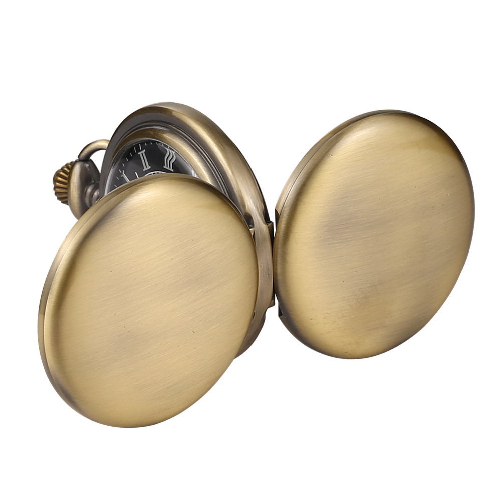 남성 여성을위한 빈티지 기계식 주머니 시계 잡초 선물을위한 Brozen Seampunk Fob 시계 손으로 감는 양면 펜던트