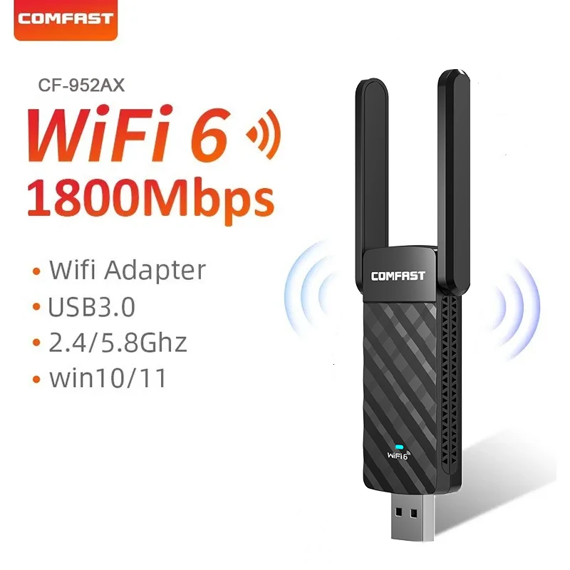 Comfast BE6500 AX5400 AX1800 WiFi 6 USB-адаптер 2,4G/5 ГГц Беспроводная сетевая карта 1200-6500M WiFi 7 Wi-Fi-ключ для Windows 10/11