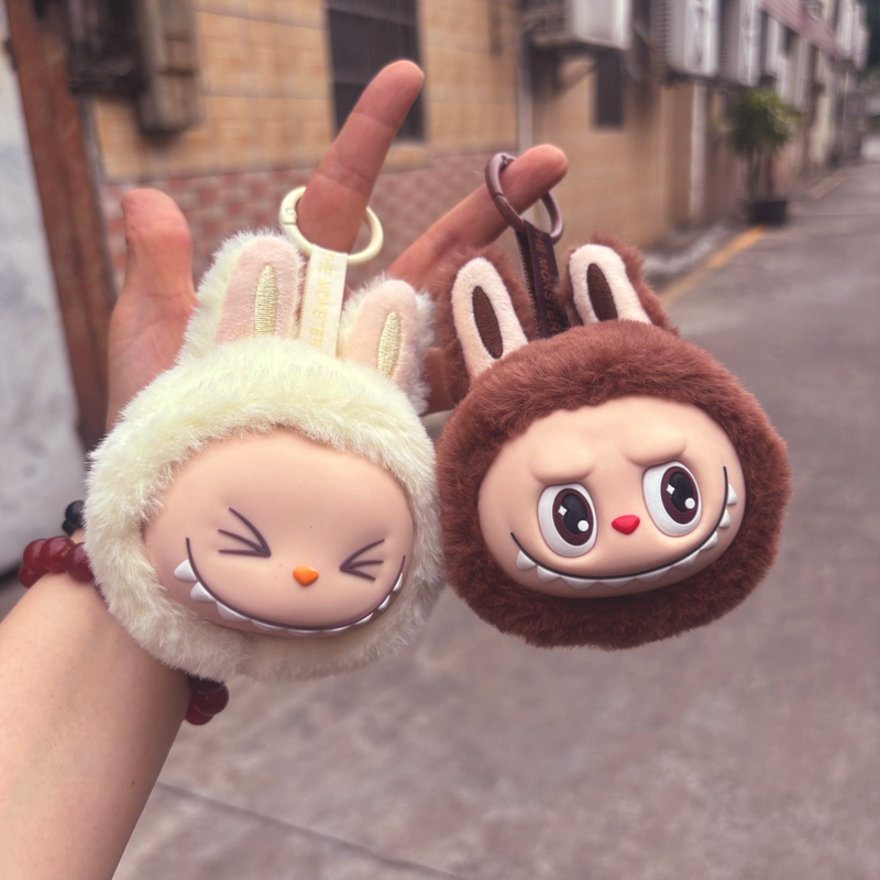 Labubu-第2世代のアニメモデルのぬいぐるみ,小さな頭のキーホルダー,バッグペンダント,かわいい人形,柔らかいおもちゃ,バックパックの装飾