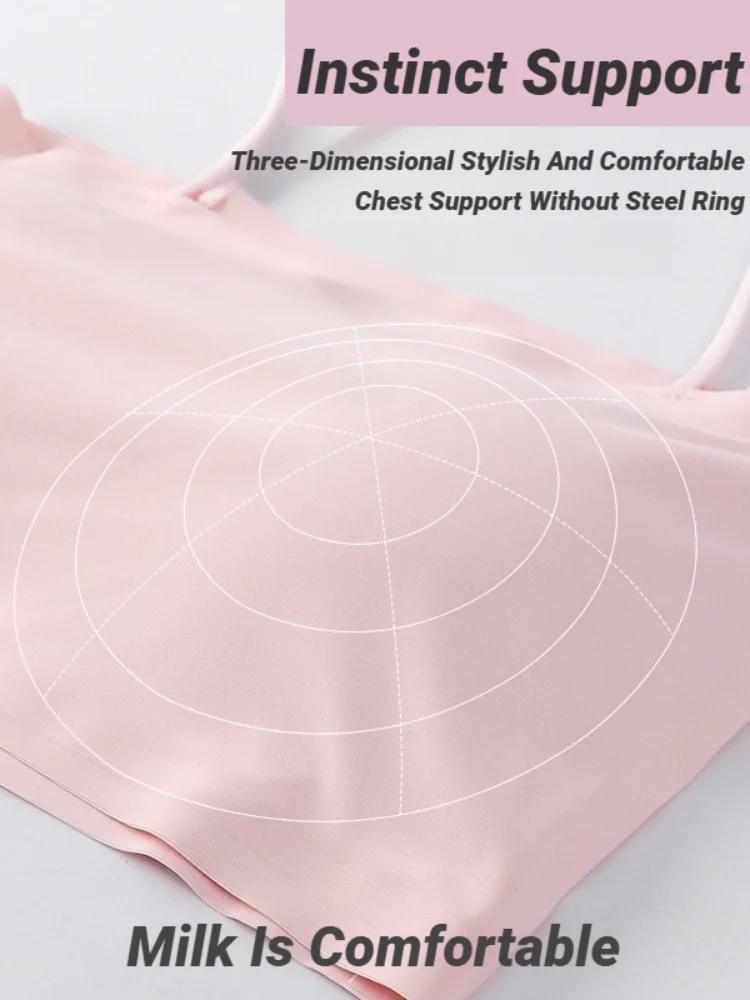 Sem costura feminino colheita camisola bralette acolchoado sem fio regata alças de espaguete sem costas macio elástico sutiã colete sólido colheita