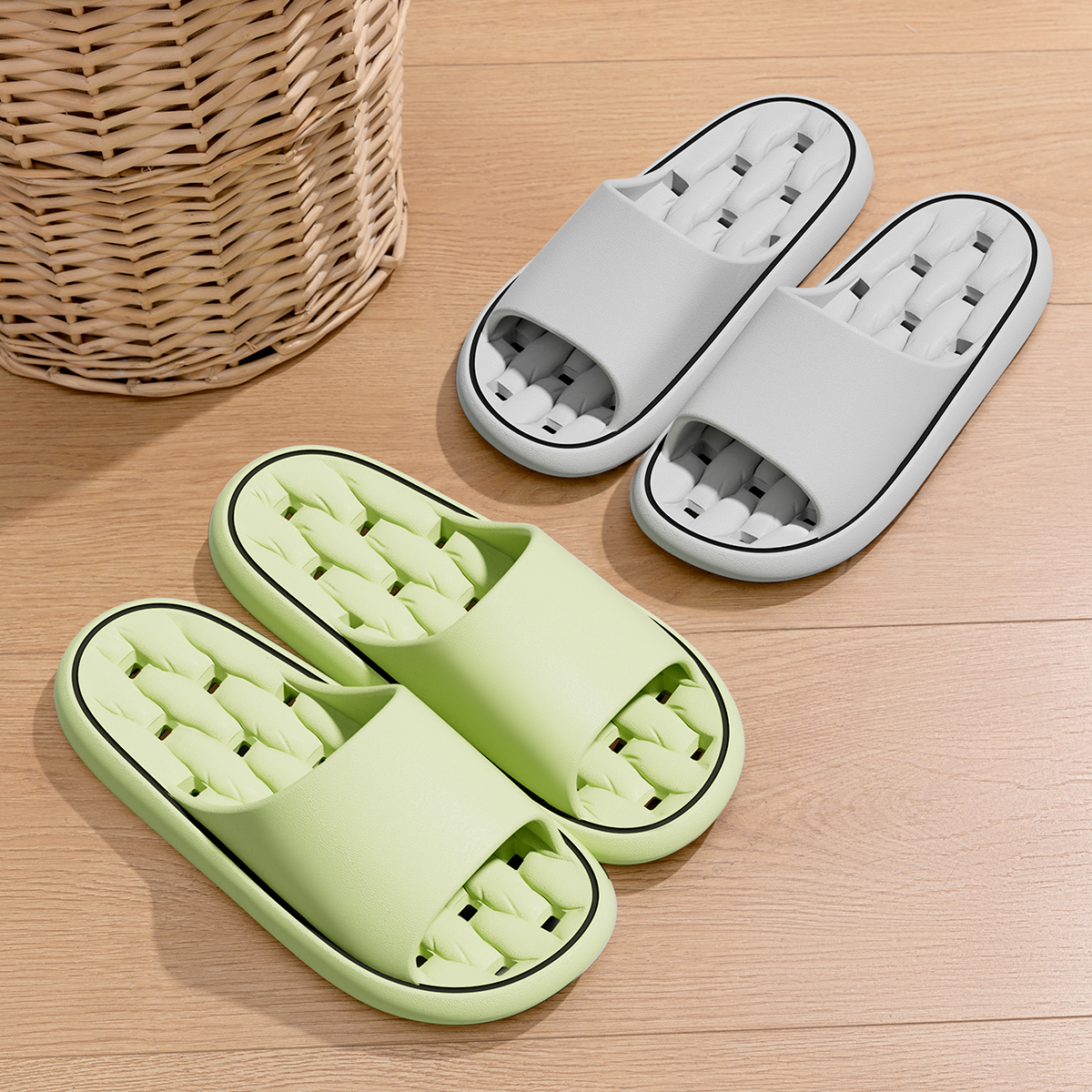Verão feminino chinelos de banheiro eva com vazamento casa sandálias confortáveis macio antiderrapante slides interior masculino secagem rápida flip flops