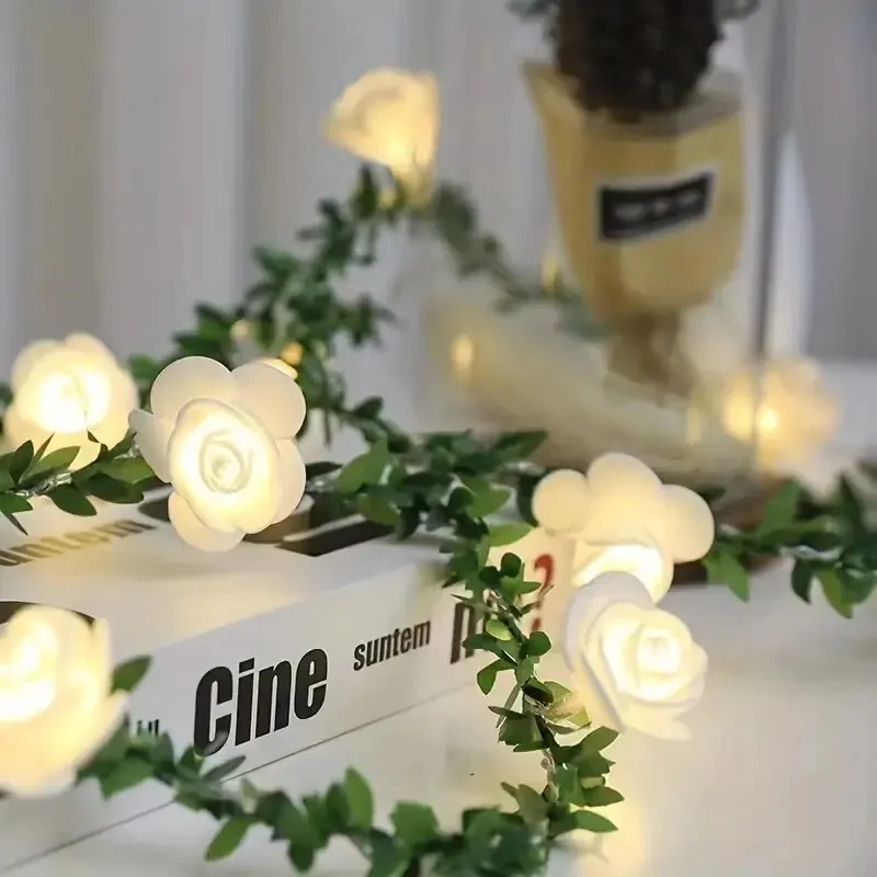 ไฟราวดอกกุหลาบ LED 10ดวง1ชิ้น, lampu tidur ดอกกุหลาบใช้พลังงานจากแบตเตอรี่สำหรับงานแต่งงานวันวาเลนไทน์