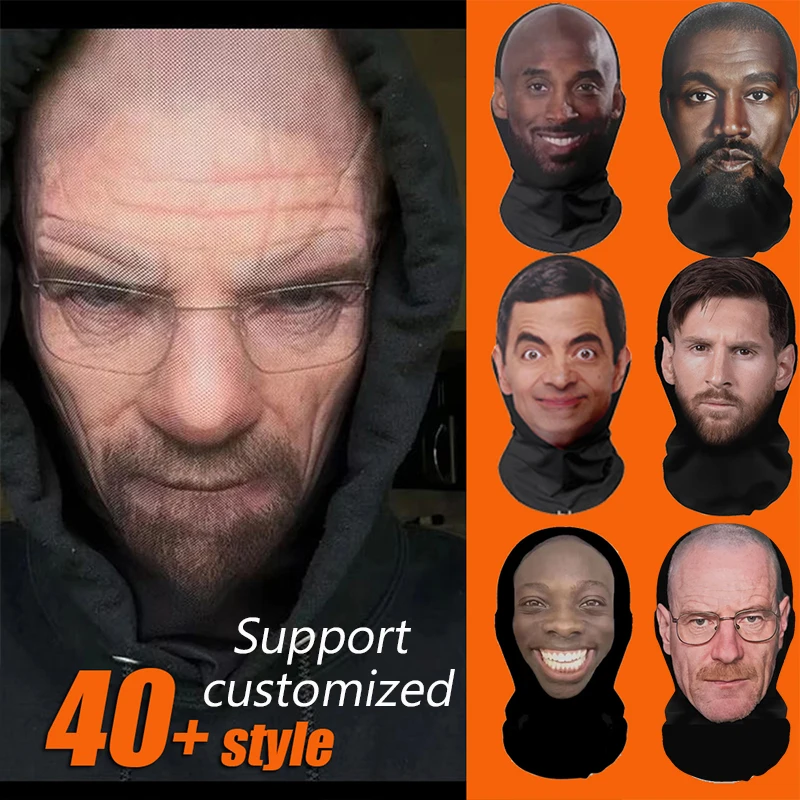3D Face Mask Realistic Stretch Mesh Full Face Mask Men and Women Role Play Headdress Hip Hop Balaclava Headdress Party Cosplay