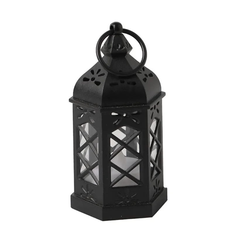 Lámpara LED de escritorio Retro, lámpara de viento Hexagonal creativa, vela portátil y lámpara de caballo, regalo de decoración de ambiente